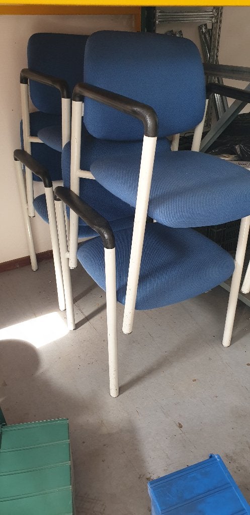stoel  blauw kantine/kantoor, Ophalen, Gebruikt, Blauw, Metaal