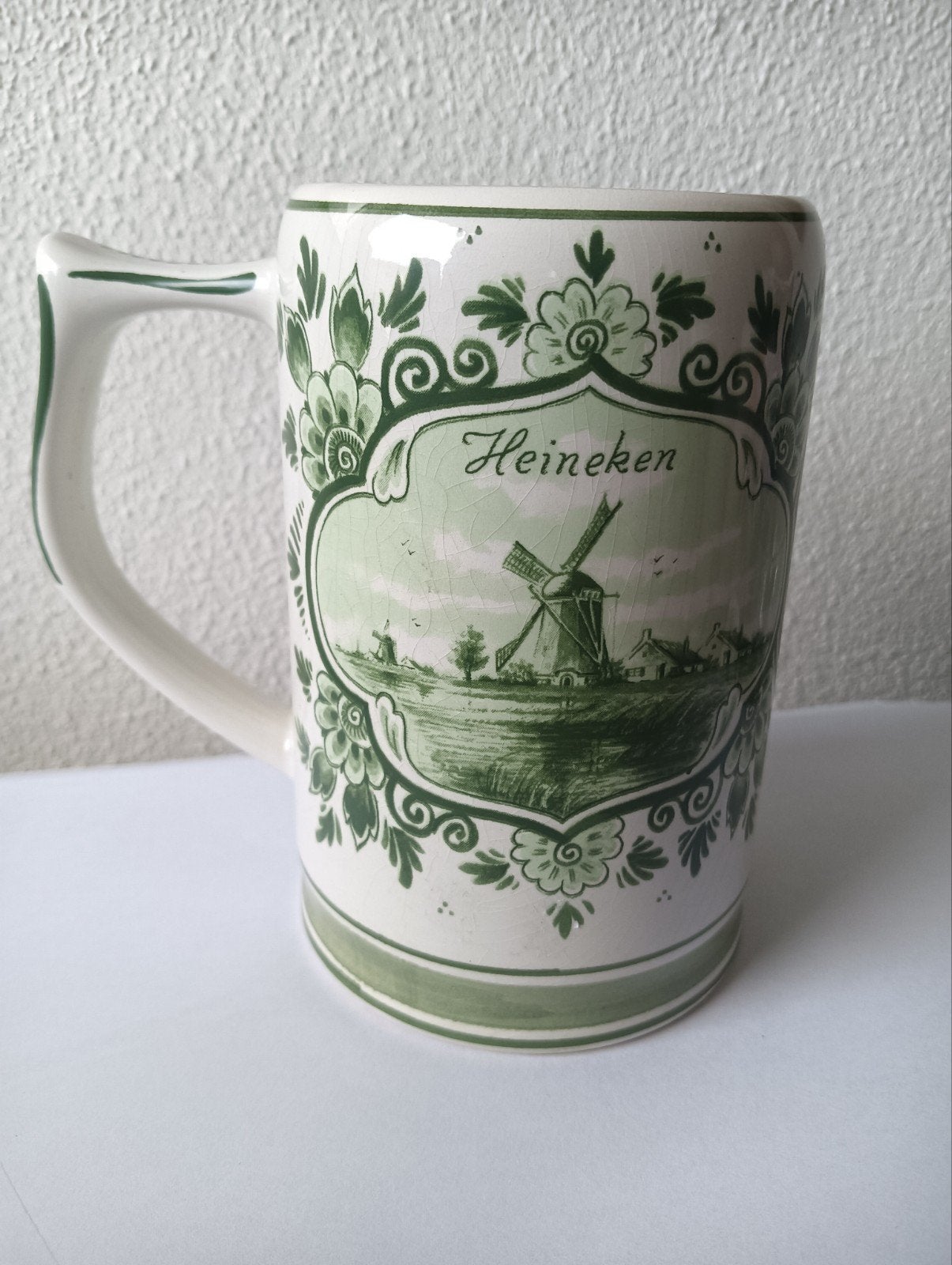 Delfts groene pul Heineken met extra opdruk, Verzamelen, Ophalen of Verzenden, Pul(len), Heineken