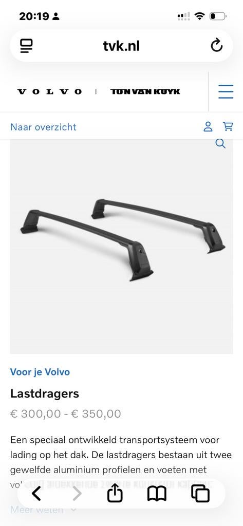 dakdragers. VOLVO V60 2012 / 2018, Ophalen of Verzenden