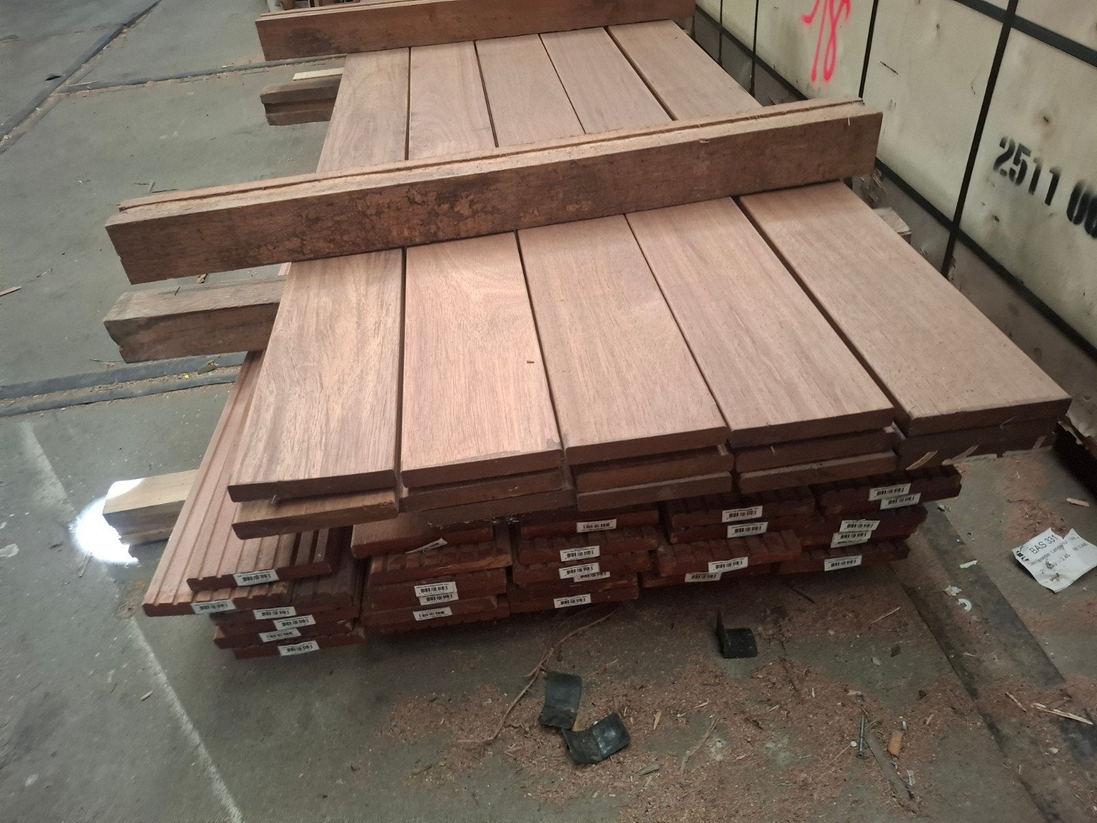 partij hardhout vlonderplanken 15 st 245 cm bezorgen mogelij, Ophalen, Planken, Nieuw, Hardhout