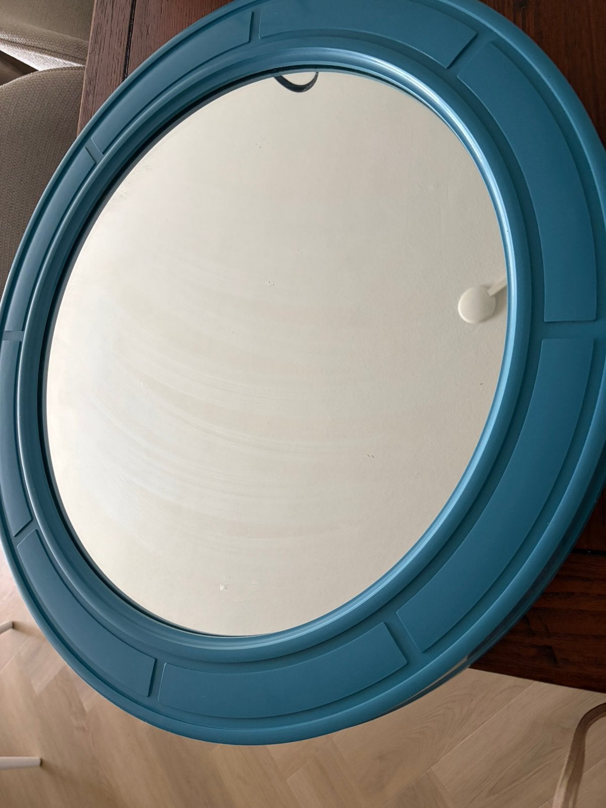 Carrara&matta vintage spiegel blauw, Huis en Inrichting, Woonaccessoires | Spiegels, Ophalen, Minder dan 50 cm, Zo goed als nieuw