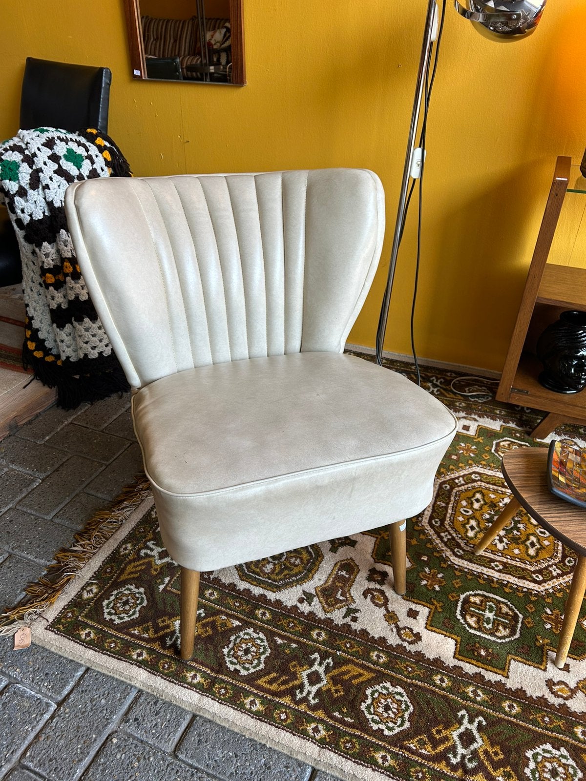 Vintage jaren 60 beige cocktail stoel/ fauteuil, Ophalen, Vintage, ?, Zo goed als nieuw