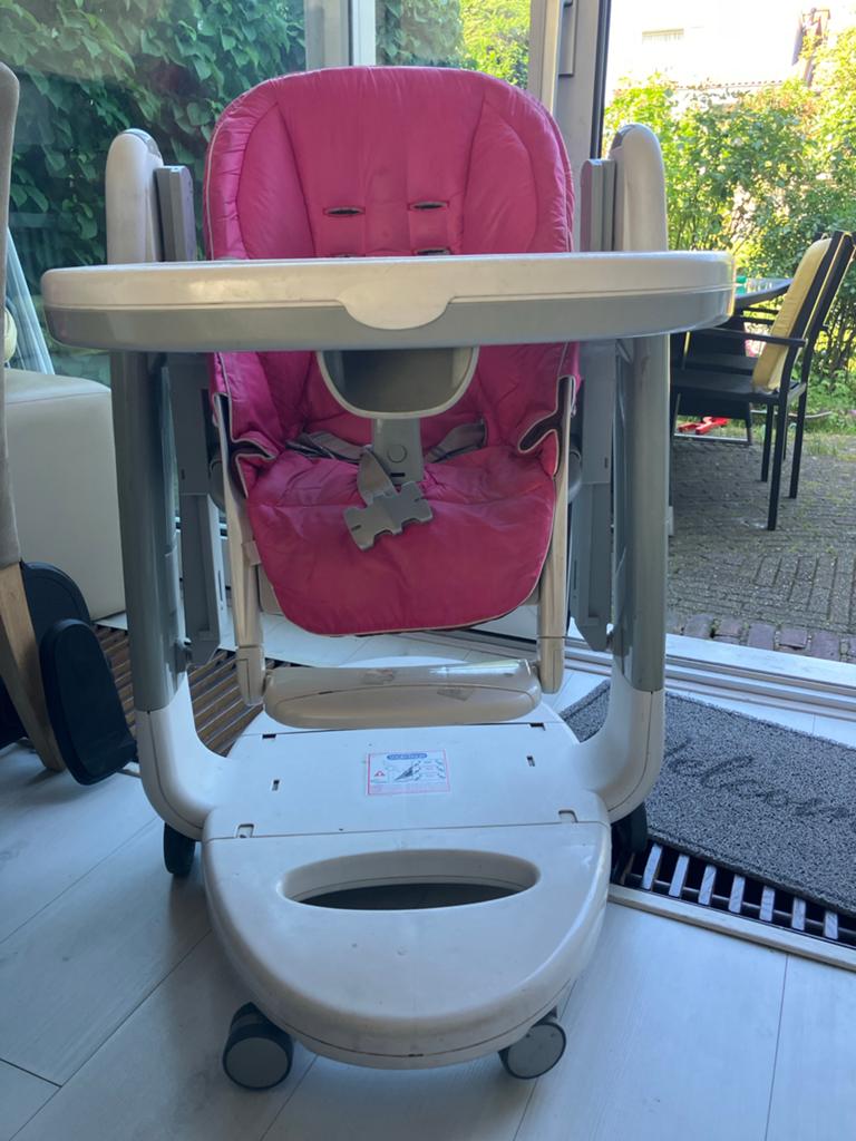 Peg Perego Tatamia kinderstoel - Roze, Ophalen of Verzenden, Gebruikt, Meegroeistoel, Afneembaar eetblad