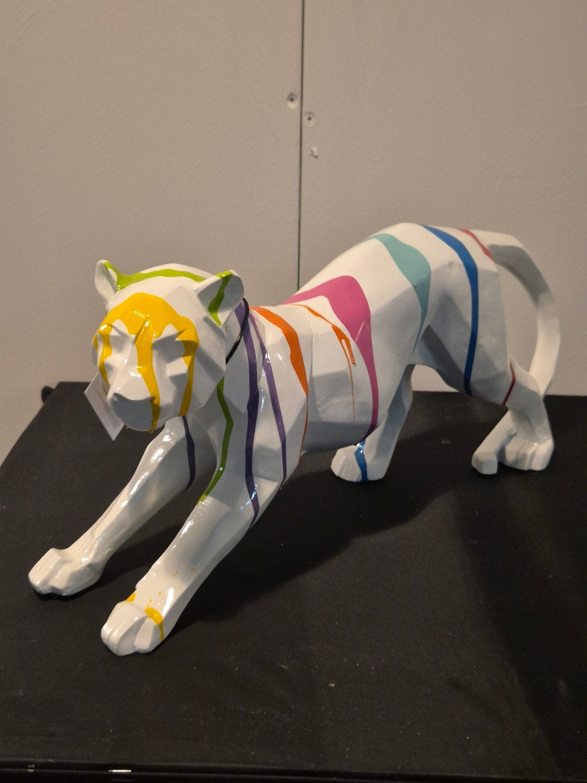 Polyester Panter Beeld - Kleurrijk en Modern (45cm), Kunststof, Ophalen of Verzenden, Zoogdier, 20 - 50 cm