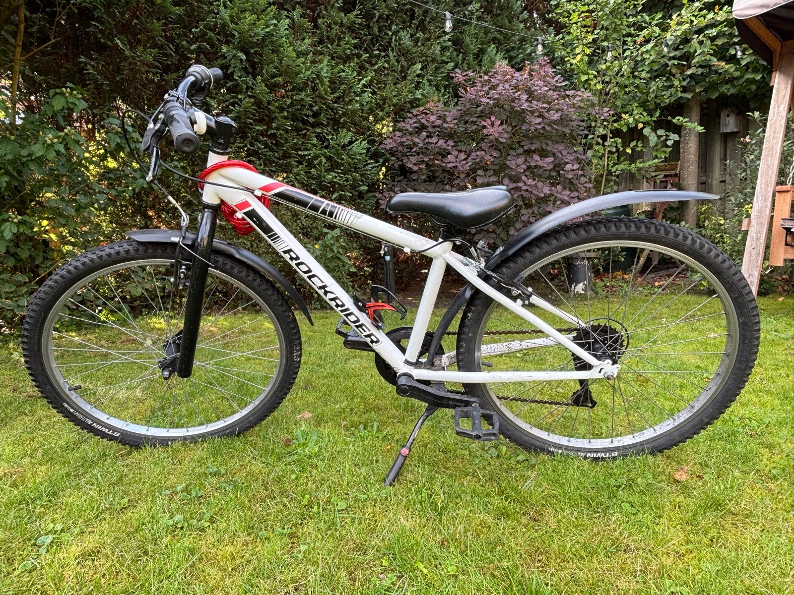 Rockrider mountainbike - Wit/Zwart, Gebruikt, 49 tot 53 cm, Geen vering, Ophalen