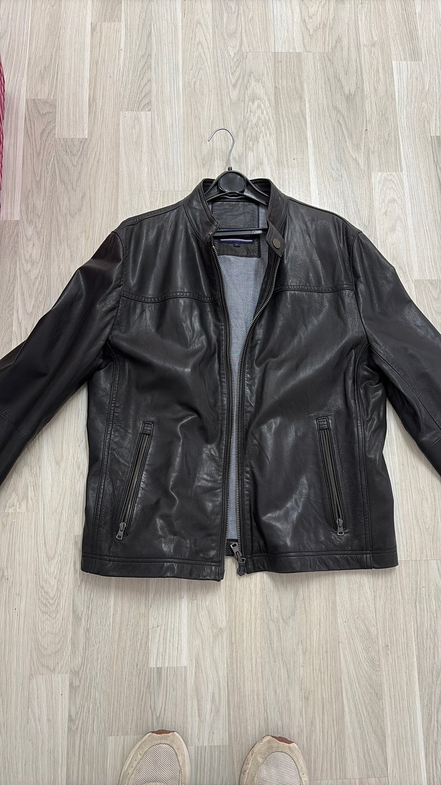 Leren jas Tommy Hilfiger 54/56, Ophalen of Verzenden, Nieuw, Maat 56/58 (XL), Grijs