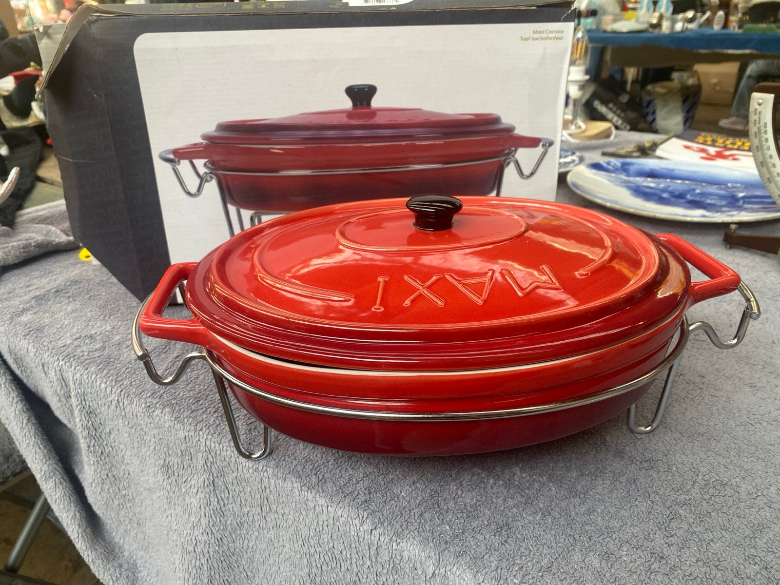 Maxi Ovenschaal/Braadpan met standaard - Rood, Ophalen, Braadpan, Met deksel, Nieuw