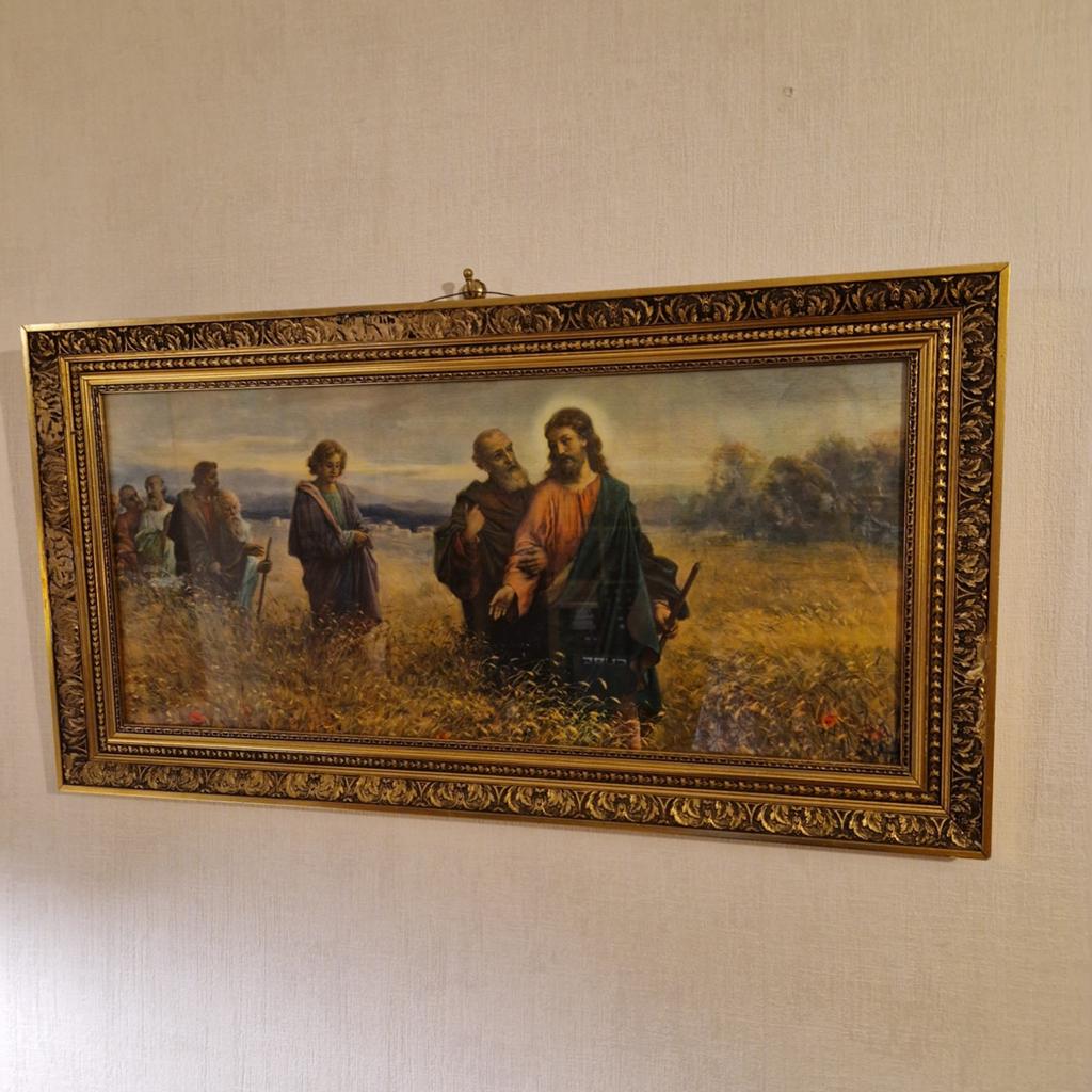 Religieus Schilderij: Jezus en Apostelen in Graanveld, Ophalen of Verzenden