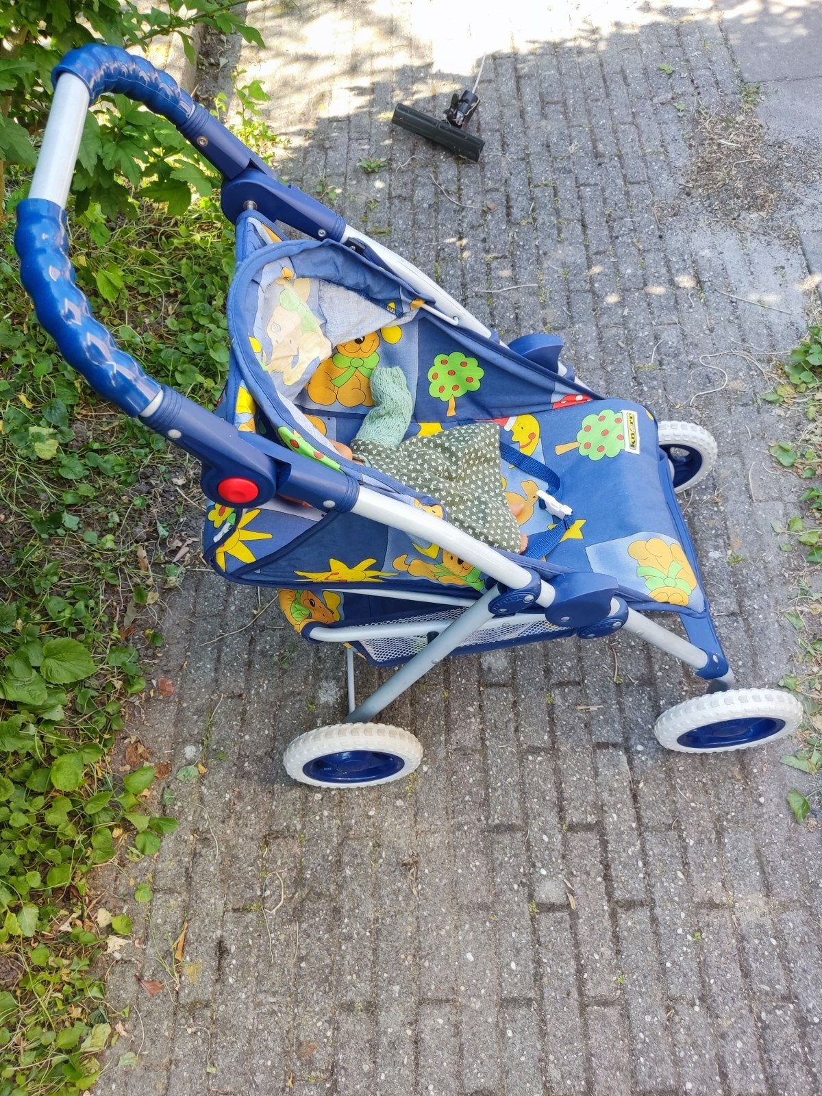 Knorr poppenwagen blauw met vrolijke print, Ophalen, Gebruikt, Overige typen