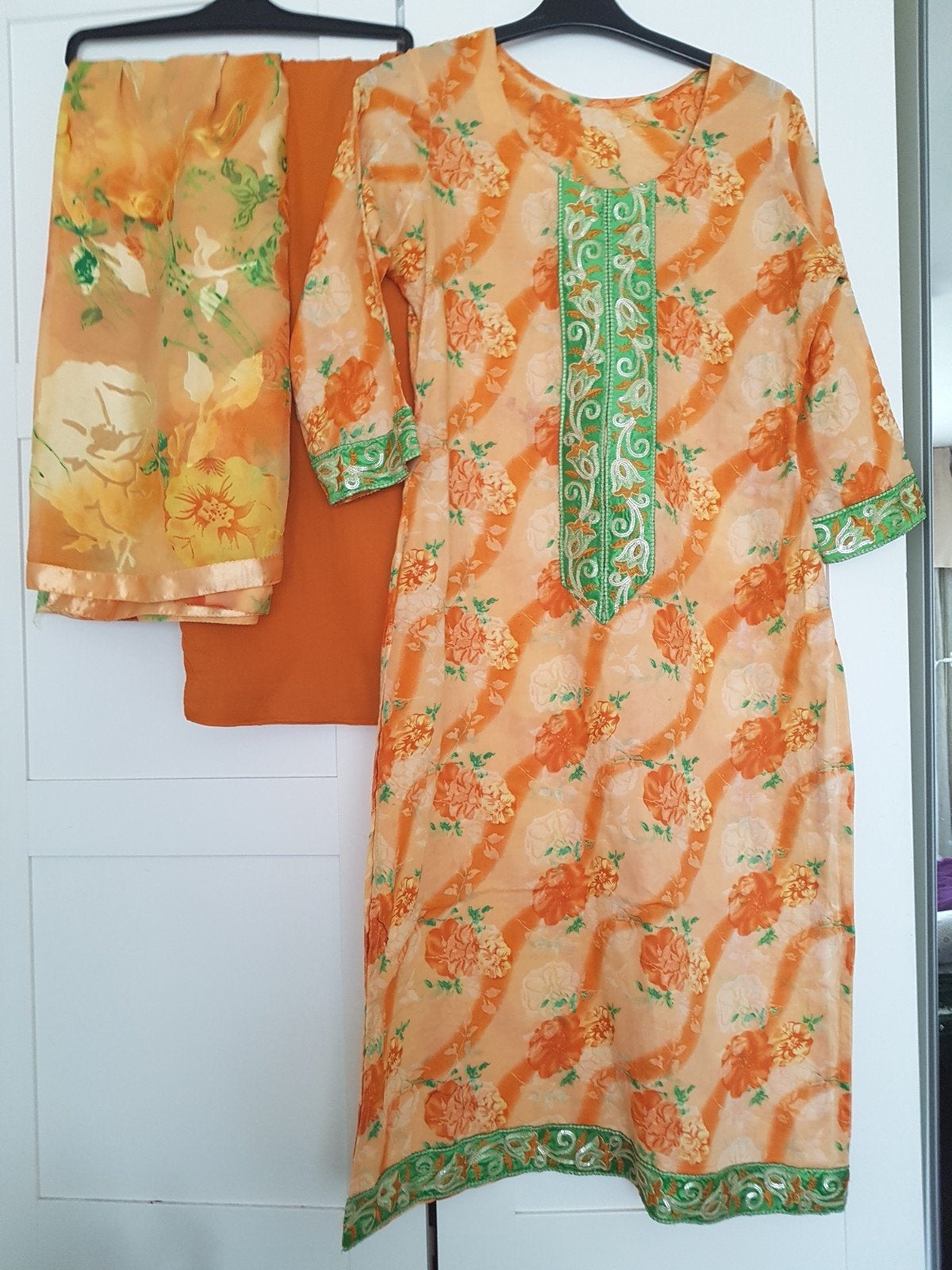 3-delige Katoenen Kameez Broek Dupatta Set - Maat S, Ophalen of Verzenden, Zo goed als nieuw, Maat 36 (S), Overige typen