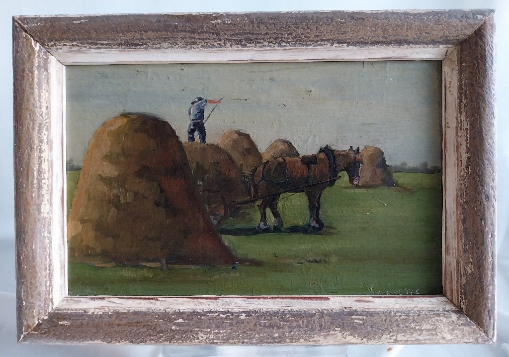 Arie Noltee (1926-1997) - Hooiwerker en paard - 1950, Ophalen