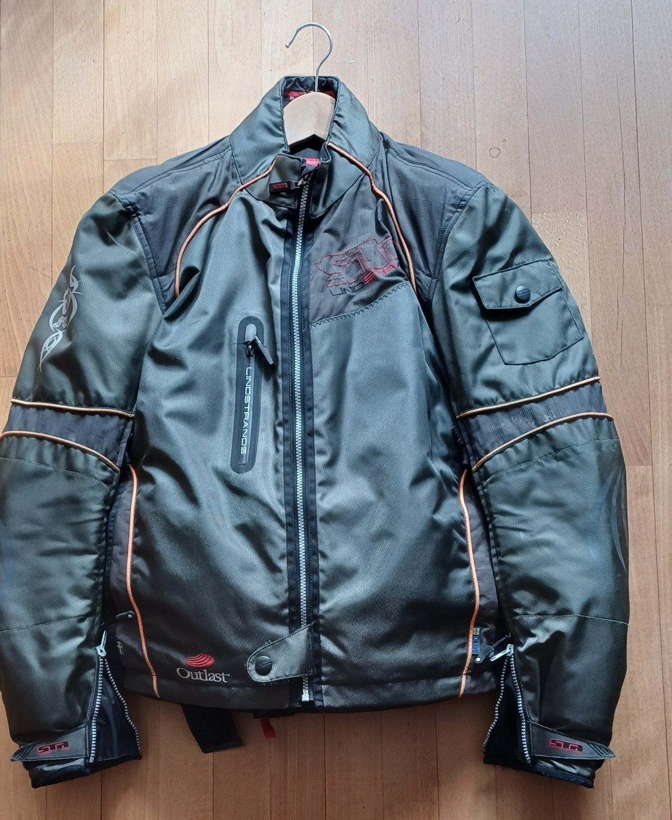 Lindstrands motorpak: jas (groen-grijs) en broek (zwart), Motoren, Kleding | Motorkleding, Jas | textiel, Heren, Ophalen of Verzenden