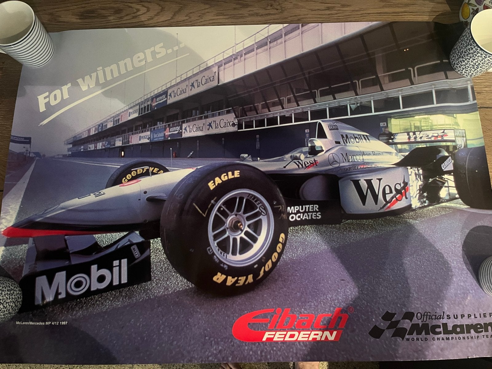 McLaren Mercedes MP4/12 1997 Formule 1 Poster, Ophalen of Verzenden, Gebruikt, Formule 1