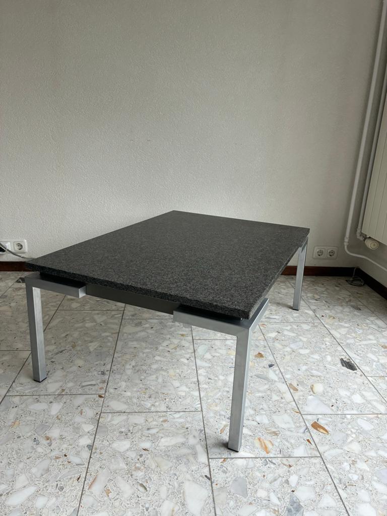 Salontafel Fedam met granieten blad en metalen onderstel, Ophalen, Gebruikt, 100 tot 150 cm, 50 tot 100 cm