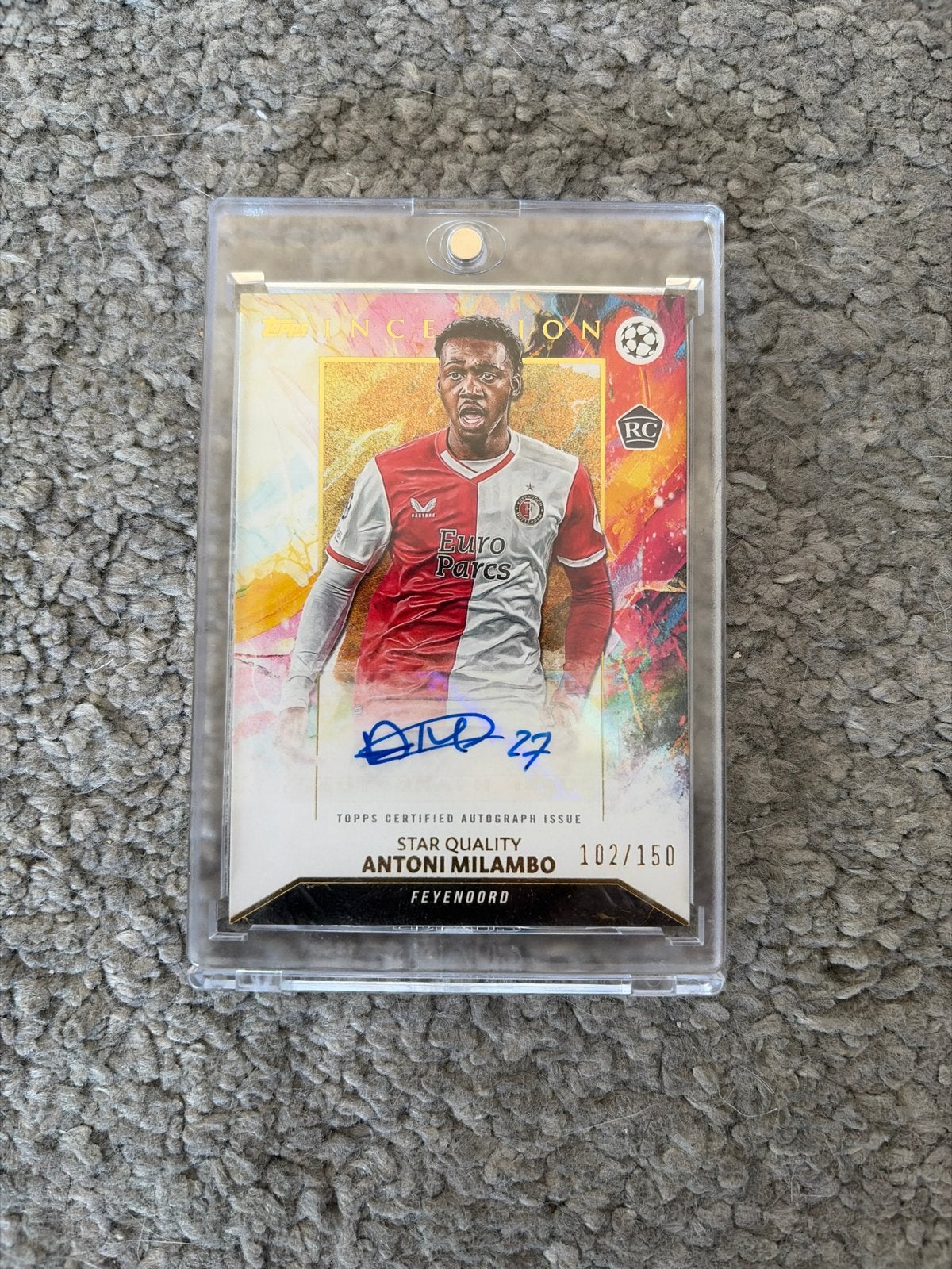 Antoni Milambo gesigneerde kaart Topps Inception 2023/24, Ophalen of Verzenden, Zo goed als nieuw, Feyenoord, Spelerskaart