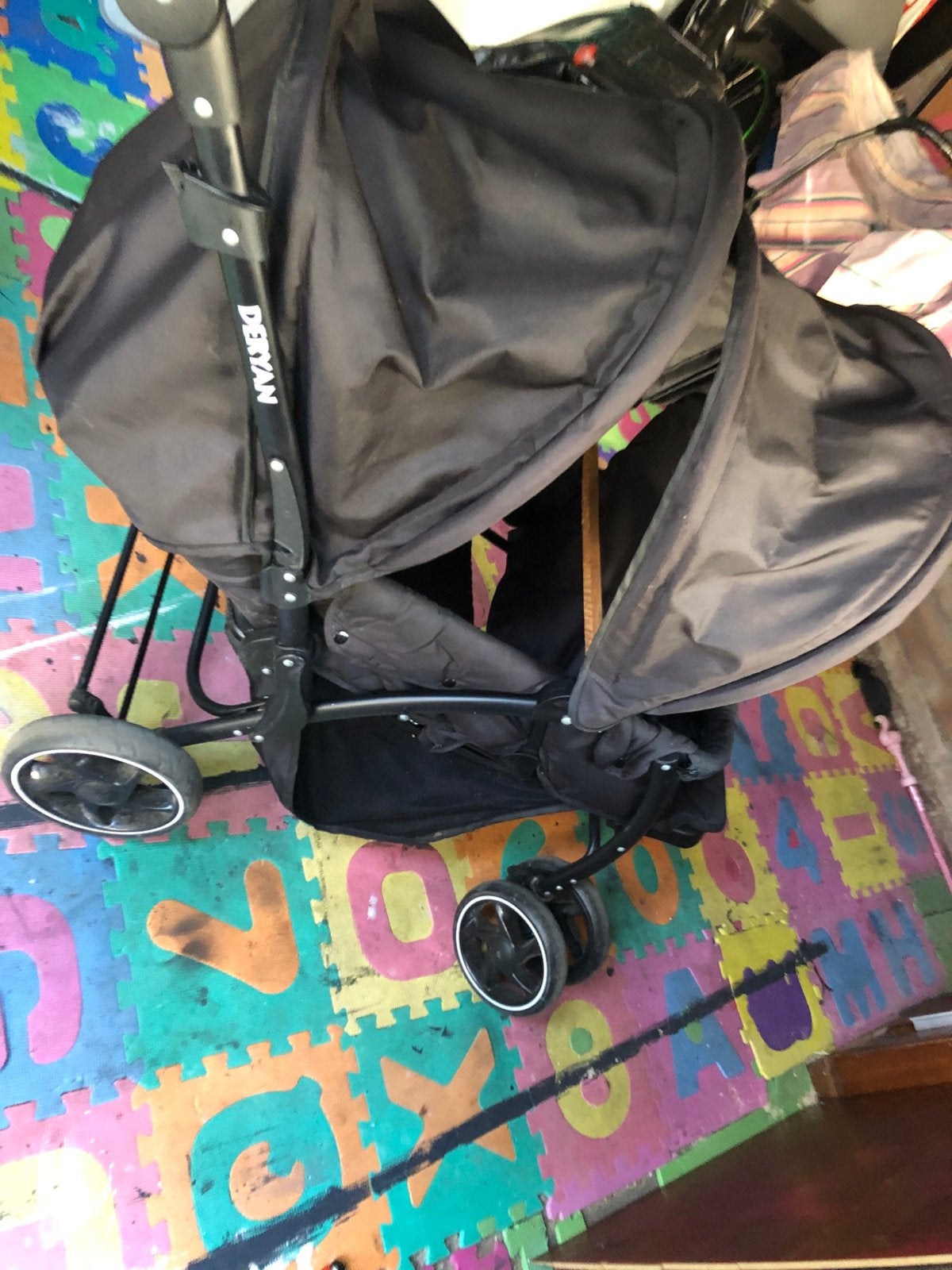 Deryan Duo Kinderwagen Zwart - Achter Elkaar, Kinderen en Baby's, Gebruikt, Duowagen, Ophalen of Verzenden, Kinderwagen