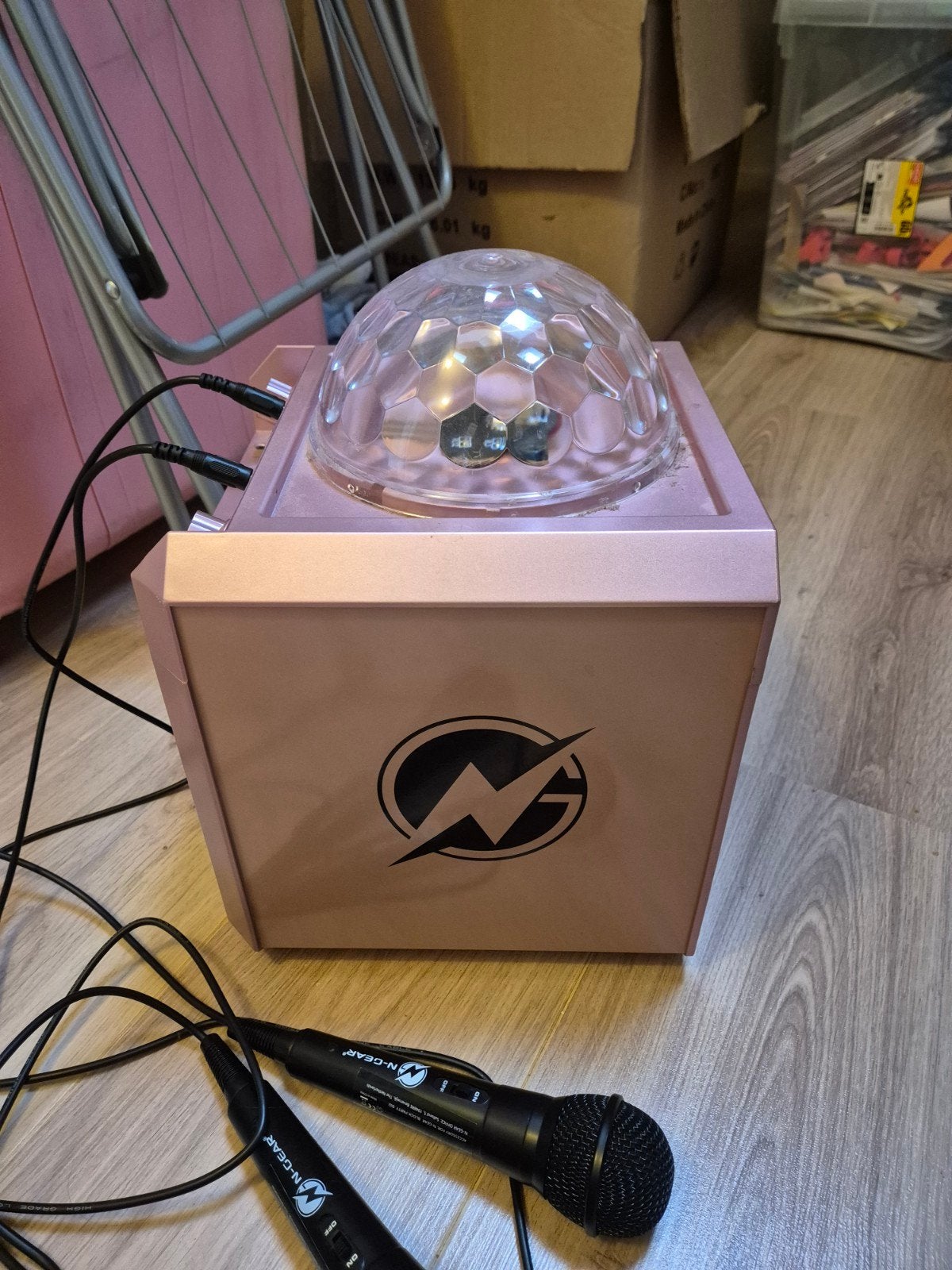 N-Gear The Flash 600 Karaoke Set met Microfoons en Licht, Ophalen, Zo goed als nieuw, Complete set