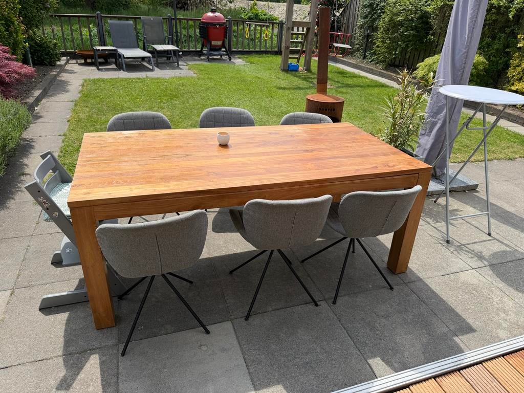 Solide Teakhouten Eettafel 200x100 cm, Huis en Inrichting, Tafels | Eettafels, Ophalen, Gebruikt, 100 tot 150 cm, Teakhout
