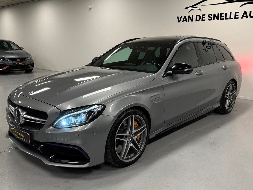 Mercedes-Benz C63 S Estate AMG KERAMISCH/SCHAALSTOELEN/PANO/, Auto's, Automaat, Achterwielaandrijving, Gebruikt, Leder en Stof
