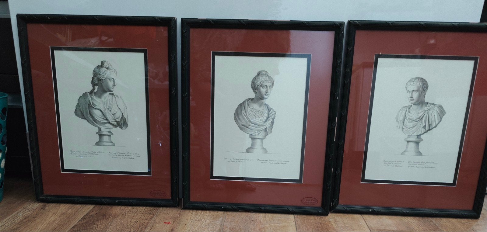 Set van 3 ingelijste Romeinse buste prenten, Antiek en Kunst, Ophalen of Verzenden