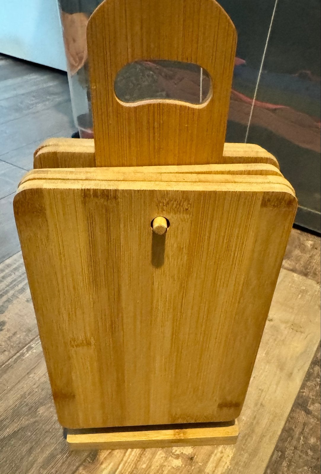 Bamboe kleine snijplanken set met houder -boterhambordjes, Hout, Snij-/serveerplank, Ophalen of Verzenden, Zo goed als nieuw