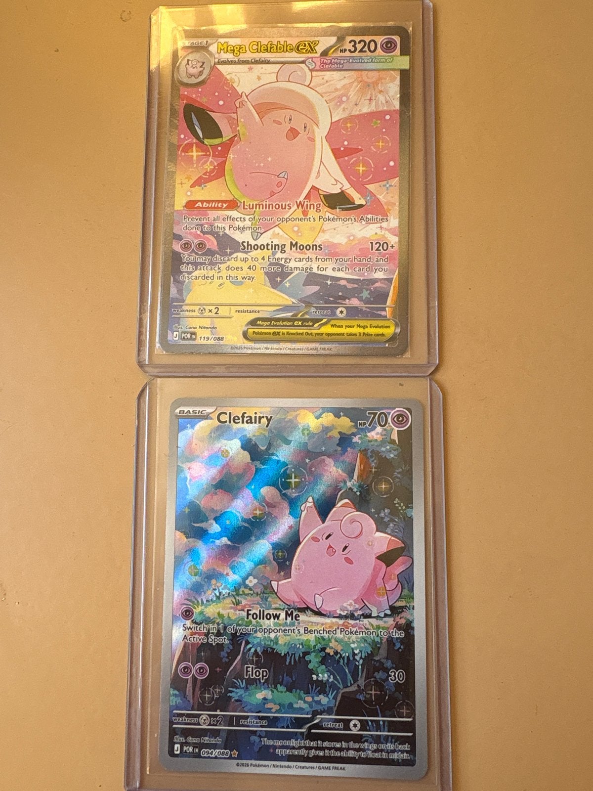 Pokémon Kaarten: Mega Clefable ex & Clefairy (Foil), Ophalen, Zo goed als nieuw, Meerdere kaarten, Foil