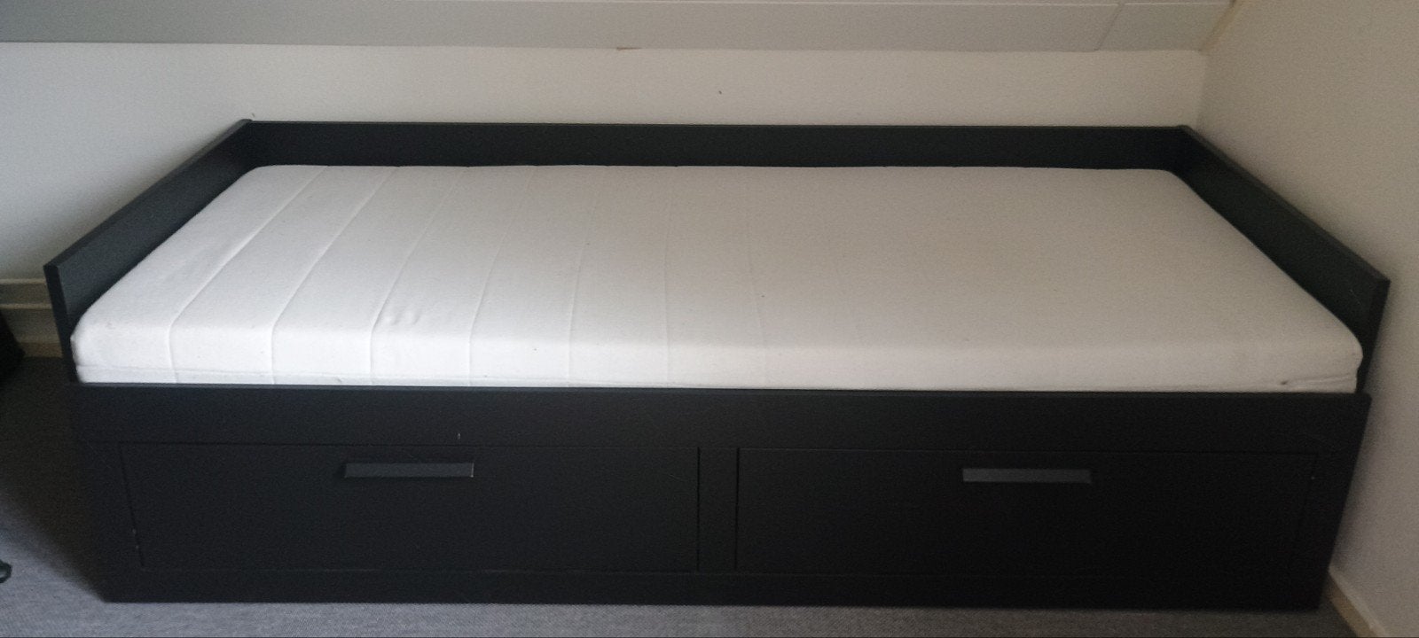 Ikea Brimnes bed - Zwart met lades, Ophalen, 90 cm, Eenpersoons, Zwart