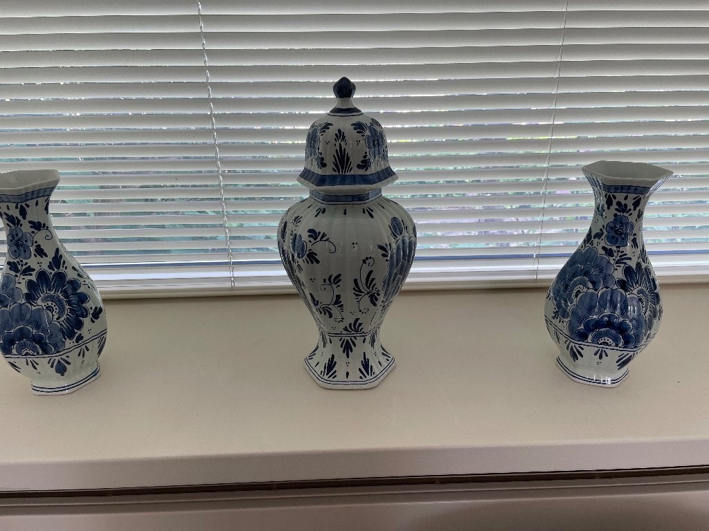 Set van 3 Delfts Blauwe Vazen - Handgeschilderd Holland, Ophalen of Verzenden