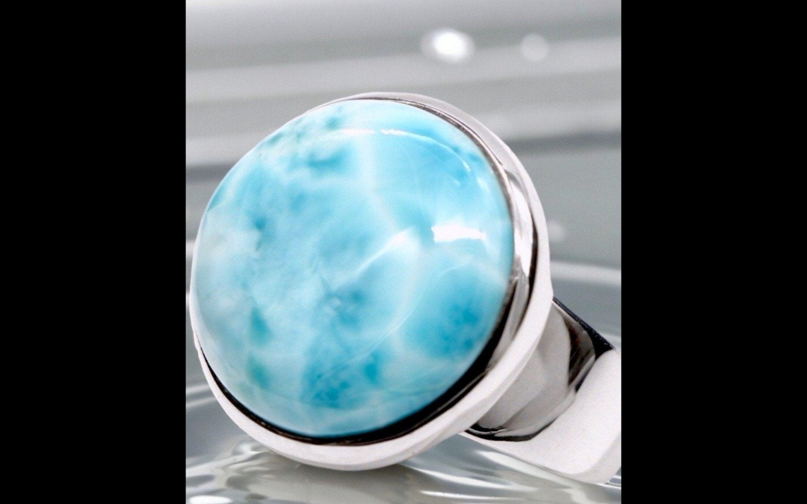 925 sterling zilveren ring mat Larimar., Sieraden, Tassen en Uiterlijk, Ringen, Nieuw, 17 tot 18, Met edelsteen, Dame