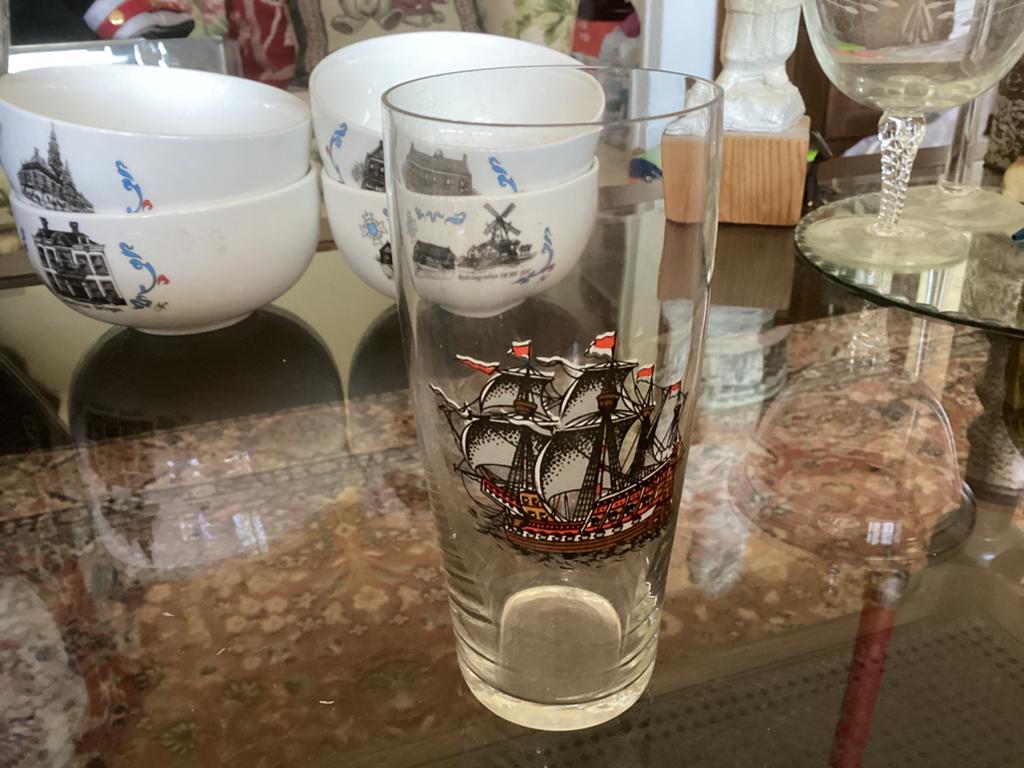 Koopvaardij schip glas, Verzamelen, Scheepvaart, Ophalen of Verzenden, Zo goed als nieuw, Kaart, Foto of Prent