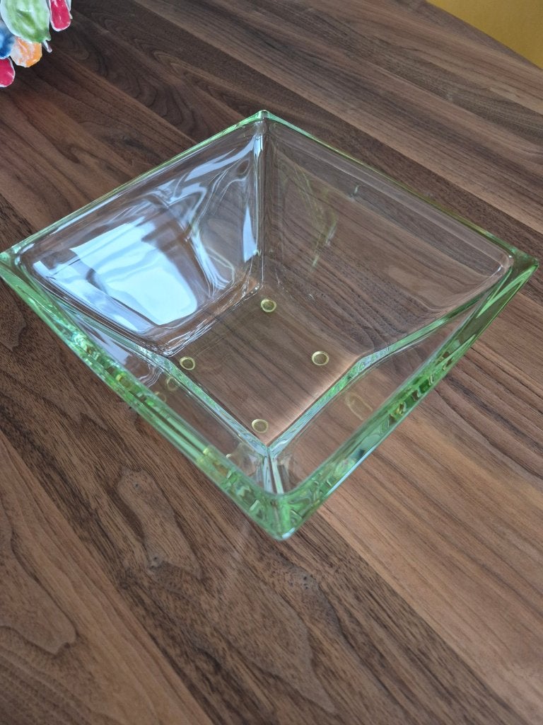 Glazen schaal vierkant 22 x 22 cm diep 11 cm, Schaal, Vierkant, Ophalen of Verzenden, Glas