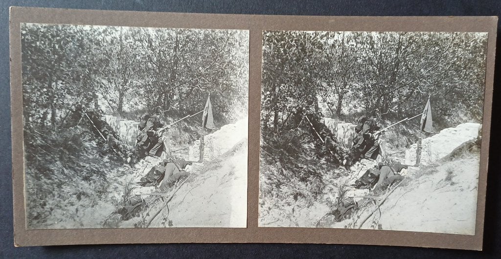 Stereofoto soldaat militair, Gebruikt, Foto, Ophalen of Verzenden, Voor 1940