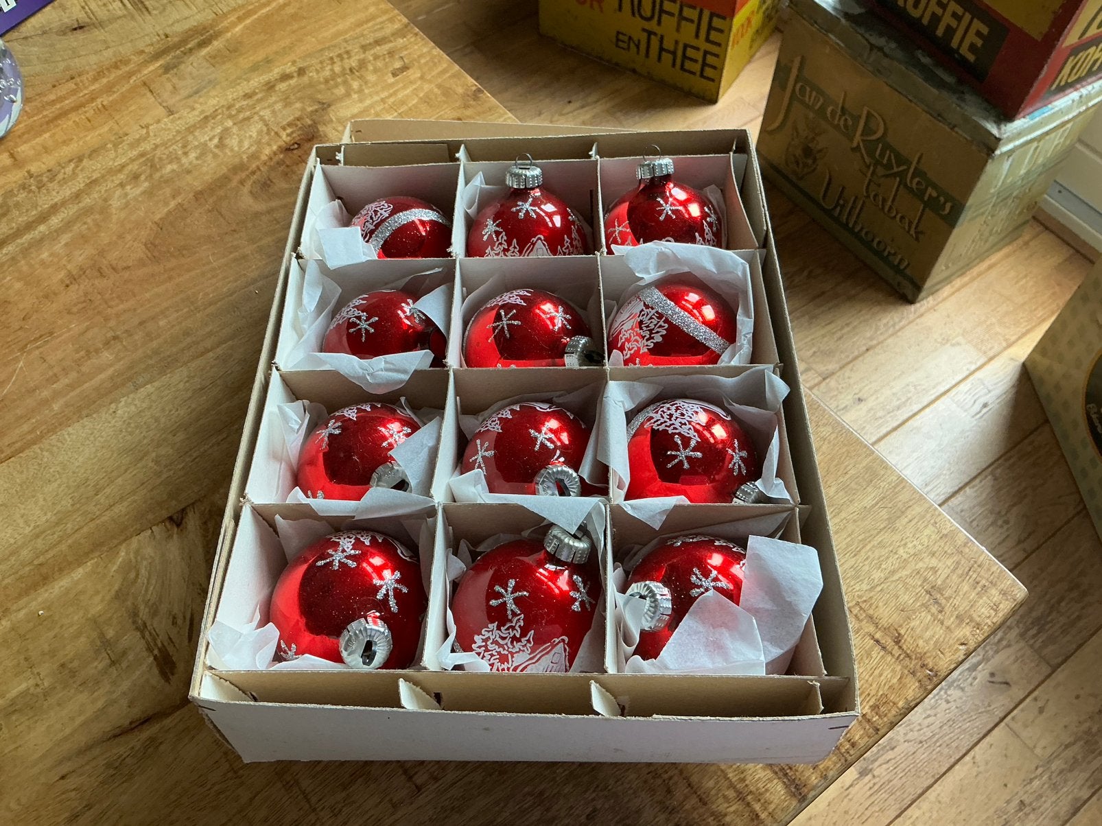 Oude rode kerstballen, Ophalen of Verzenden, Gebruikt