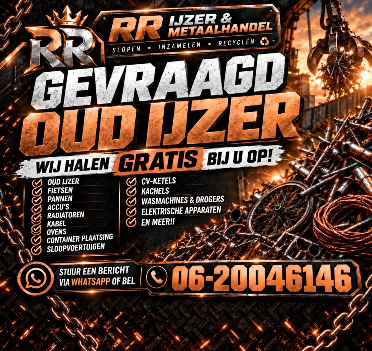Wij halen GRATIS u oud ijzer en metalen op ✅, Auto diversen, Ophalen, Gebruikt