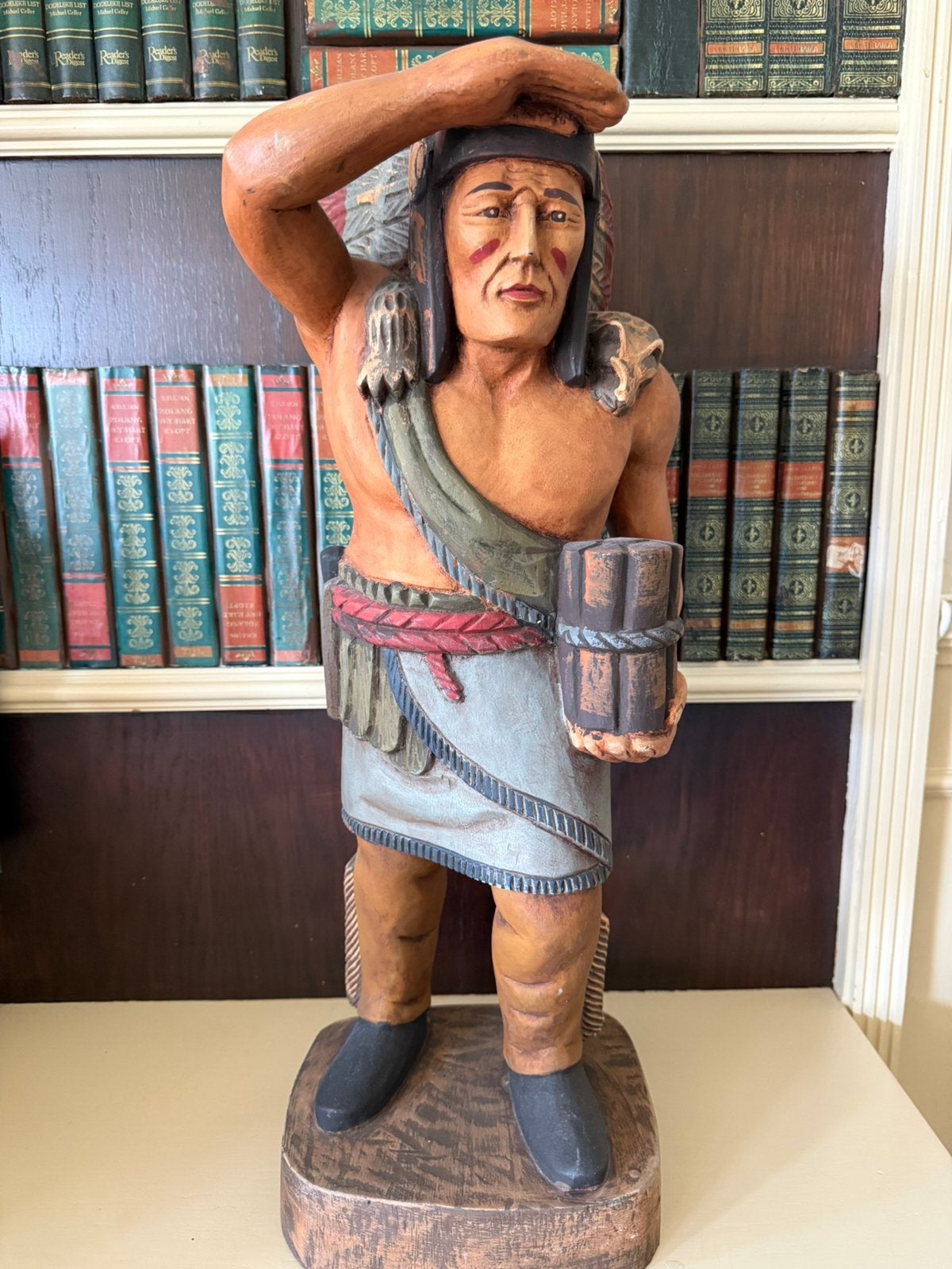Vintage  "Cigar Store Indian"- Handgesneden Tabaksindiaan, Ophalen, Houtsnijwerk, Handgemaakt, 50 - 100 cm