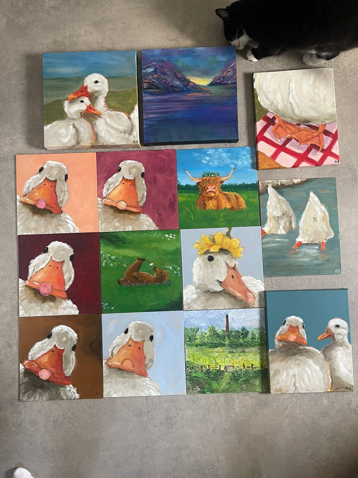 Diverse schilderijen, Antiek en Kunst, Ophalen, Acrylverf, Kunststof, Dieren