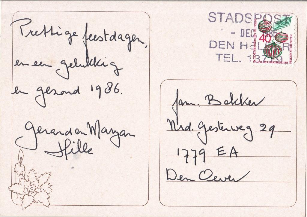 Stadspost Den Helder – Den Helder – Kerstzegel ‘85, Postzegels en Munten, Brieven en Enveloppen | Nederland, Verzenden, Overige typen
