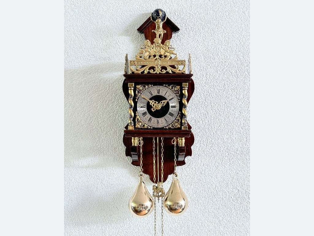 Zaanse klok, Wuba, Ophalen, Bruin, Analoog, Met slagwerk
