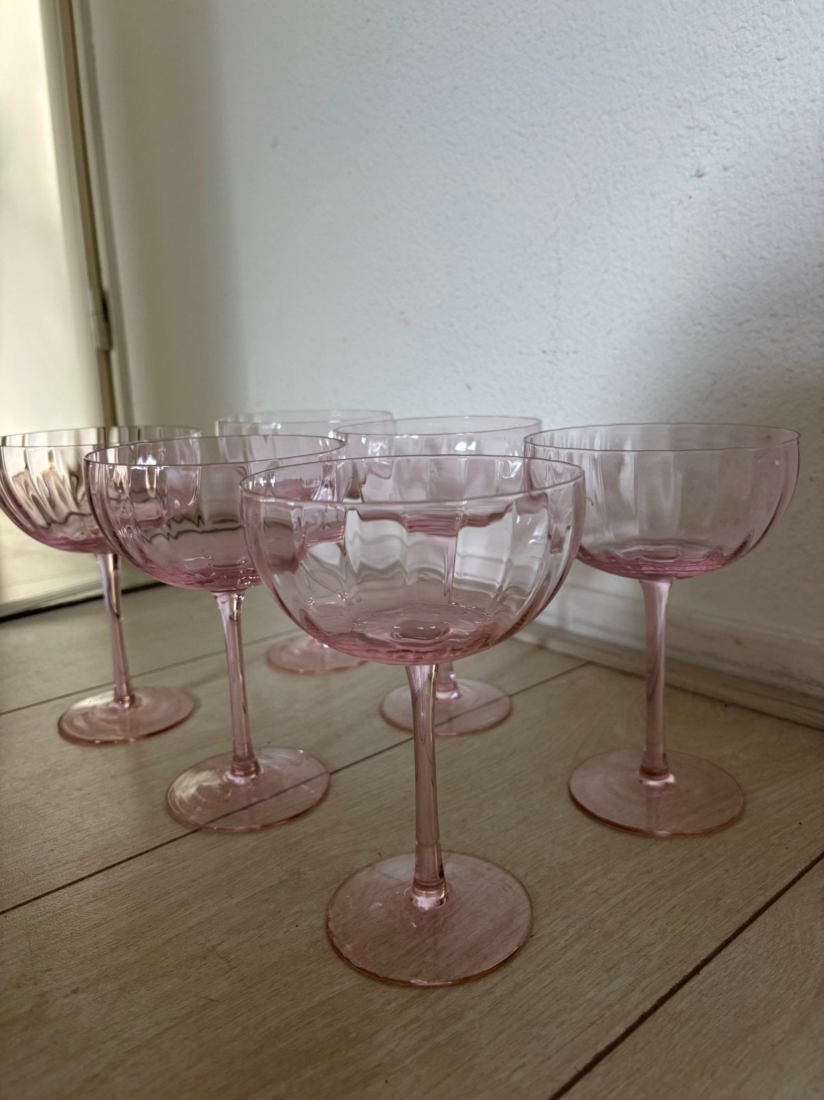 Sissy Boy roze champagneglazen scallop / cocktailglazen, Ophalen