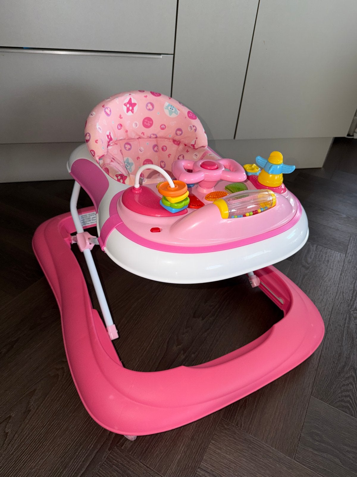 Babylo ABC Roze loopstoel met licht en geluid, Ophalen, Zo goed als nieuw, Overige typen, Met licht