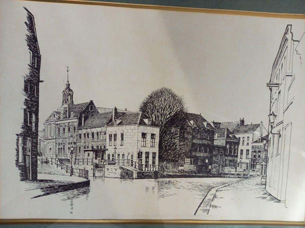 Ets van het oude stadhuis van Vlaardingen (ca. 1650), Antiek en Kunst, Kunst | Etsen en Gravures, 1800 - 1899, Stadsgezicht, Ophalen of Verzenden