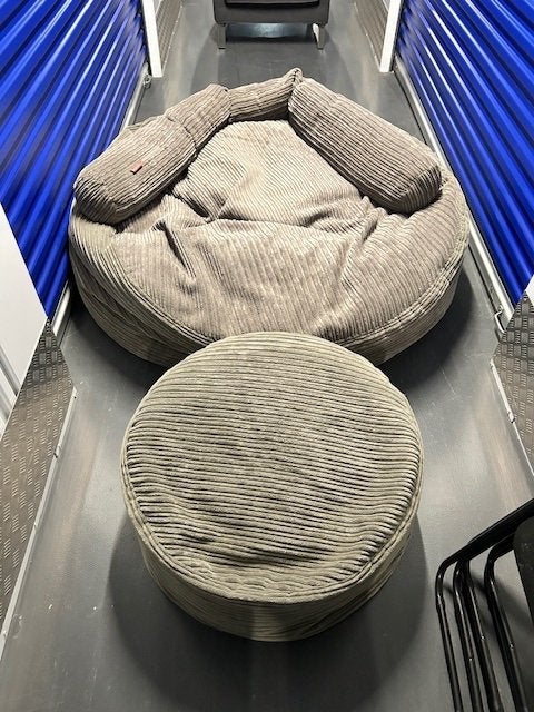 Lounge Pug XXL Zitzak + Voetenbankje – Taupe/Grijs Corduroy, Huis en Inrichting, Zitzakken, Ophalen, Gebruikt, Overige kleuren