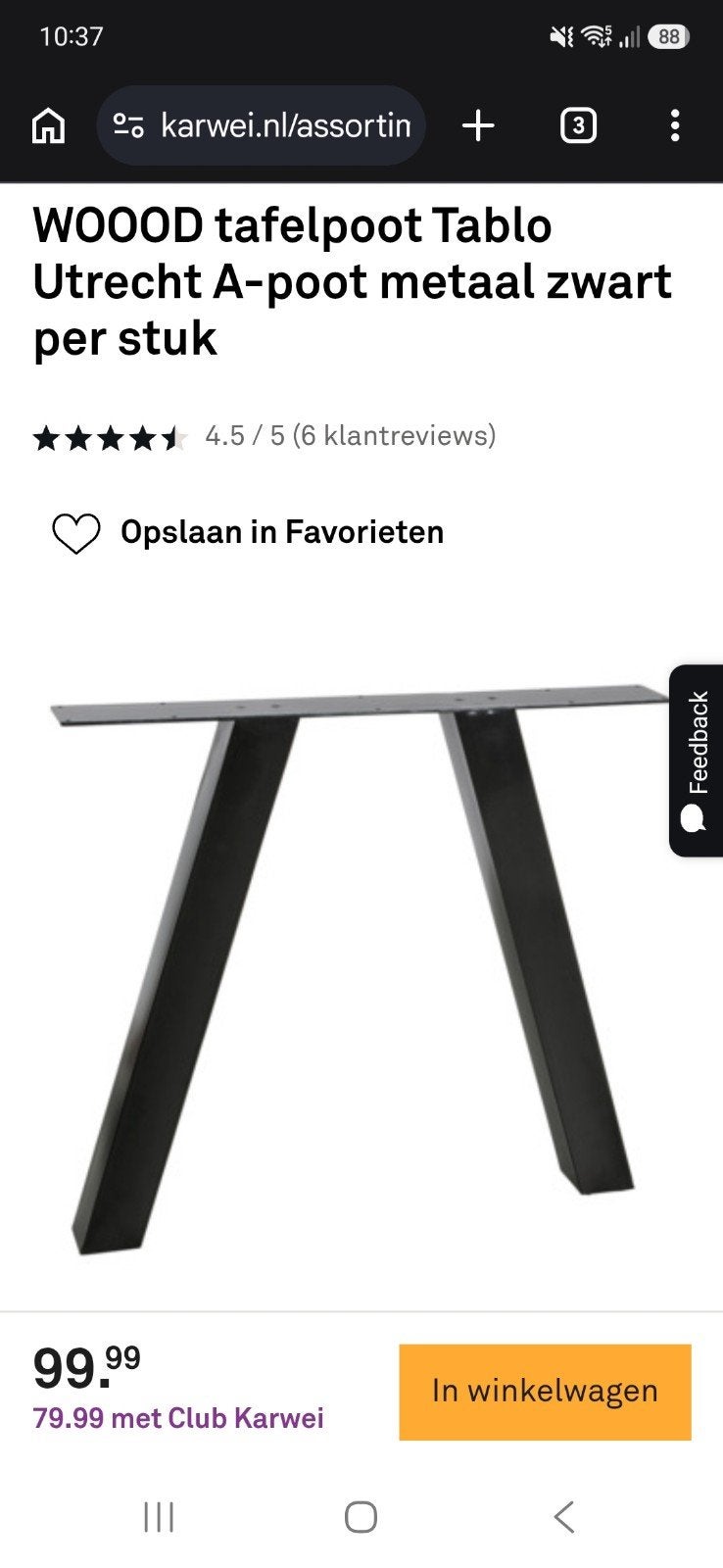 Foto 5 van Tafelpoten tablo A-poot metaal zwart