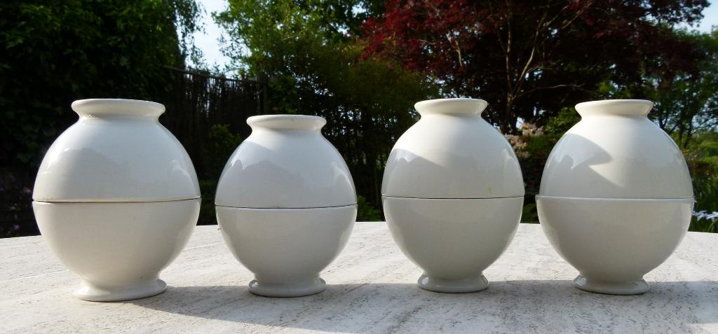 8 x Société Céramique Witte Koffie Kommen, Antiek en Kunst, Antiek | Servies los, Ophalen of Verzenden