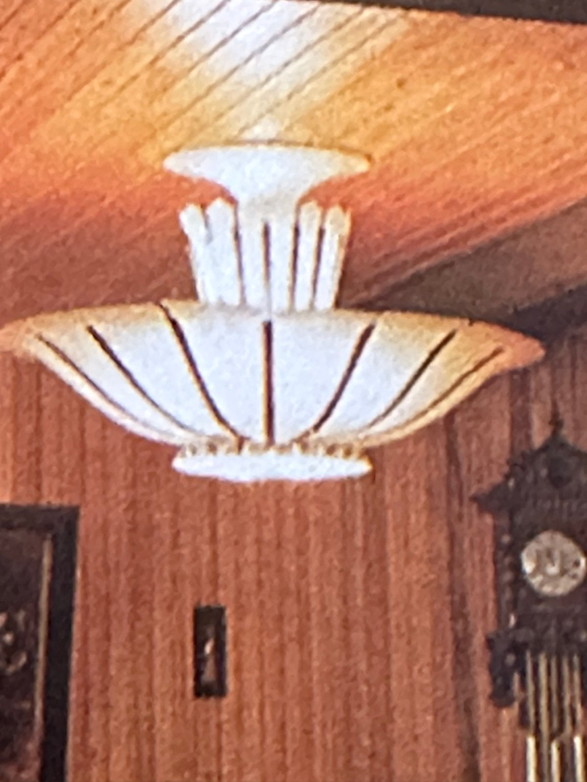 Vintage Art Deco Plafondlamp met Glazen Panelen, Huis en Inrichting, Lampen | Kroonluchters, Ophalen, Gebruikt, Glas, E27 (groot)