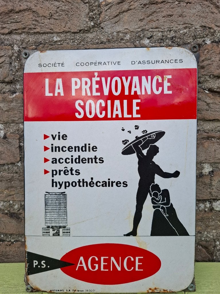 Origineel Emaillebord La Prévoyance sociale, Ophalen of Verzenden, Nieuw, Reclamebord