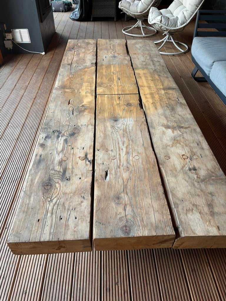 Houten tafel, Huis en Inrichting, Tafels | Salontafels, Ophalen, Gebruikt, 200 cm of meer, 50 tot 100 cm