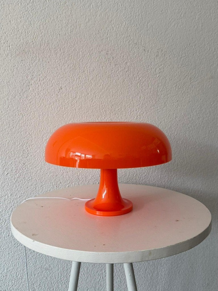 Oranje retro mushroom lamp, Kunststof, Scandinavisch, Met schakelaar, Ophalen of Verzenden