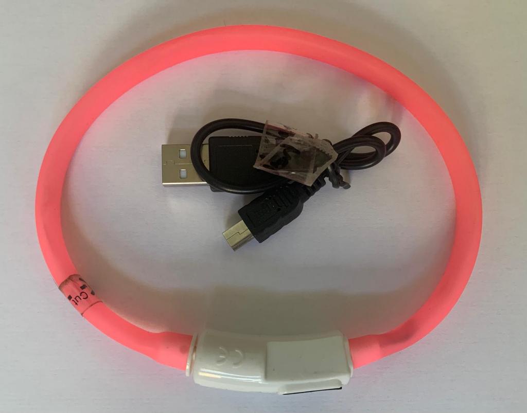 Lichtgevende LED-halsband, 35 cm, Oplaadbaar via USB, Ophalen of Verzenden, Verlicht, Zo goed als nieuw