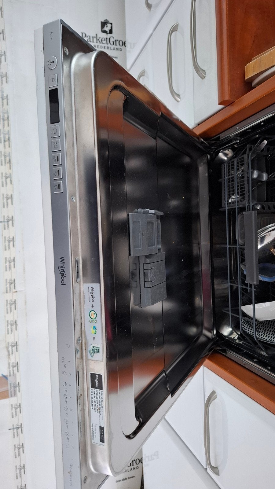 Te koop Whirlpool vaatwasser WCIC3C26PE, Ophalen, Gebruikt, 14 tot 18 liter, Inbouw